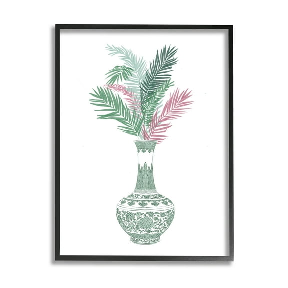 Stupell Industries Botanical Ornate Pattern Vase Graphic Art Black Framed Art Print Wall Art, Design by Ziwei Li