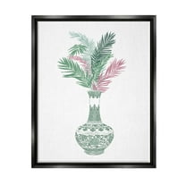 Stupell Industries Botanical Ornate Pattern Vase Graphic Art Jet Black Floating Framed Canvas Print Wall Art, Design by Ziwei Li