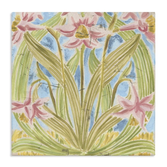 Stupell Industries Botanical Palau Tiles Canvas Wall Art design by June Erica Vess, 24 x 24