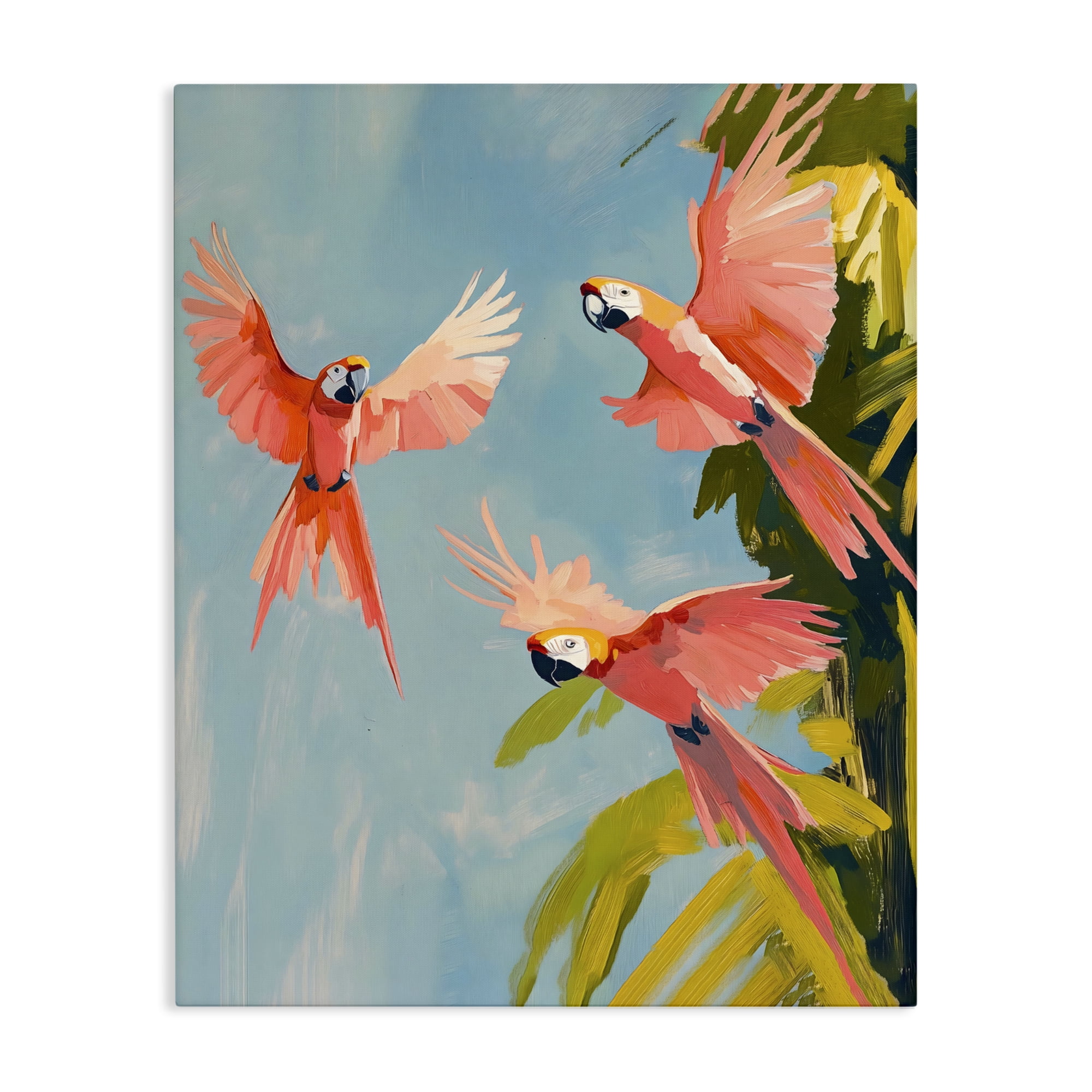 Stupell Industries Botanical Parrots in Flight Canvas Wall Art, design by The Prints Vibe