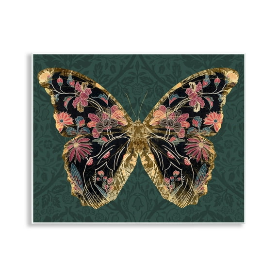 Stupell Industries Botanical Pattern Butterfly Animals & Insects Painting Unframed Art Print Wall Art, 14 x 11