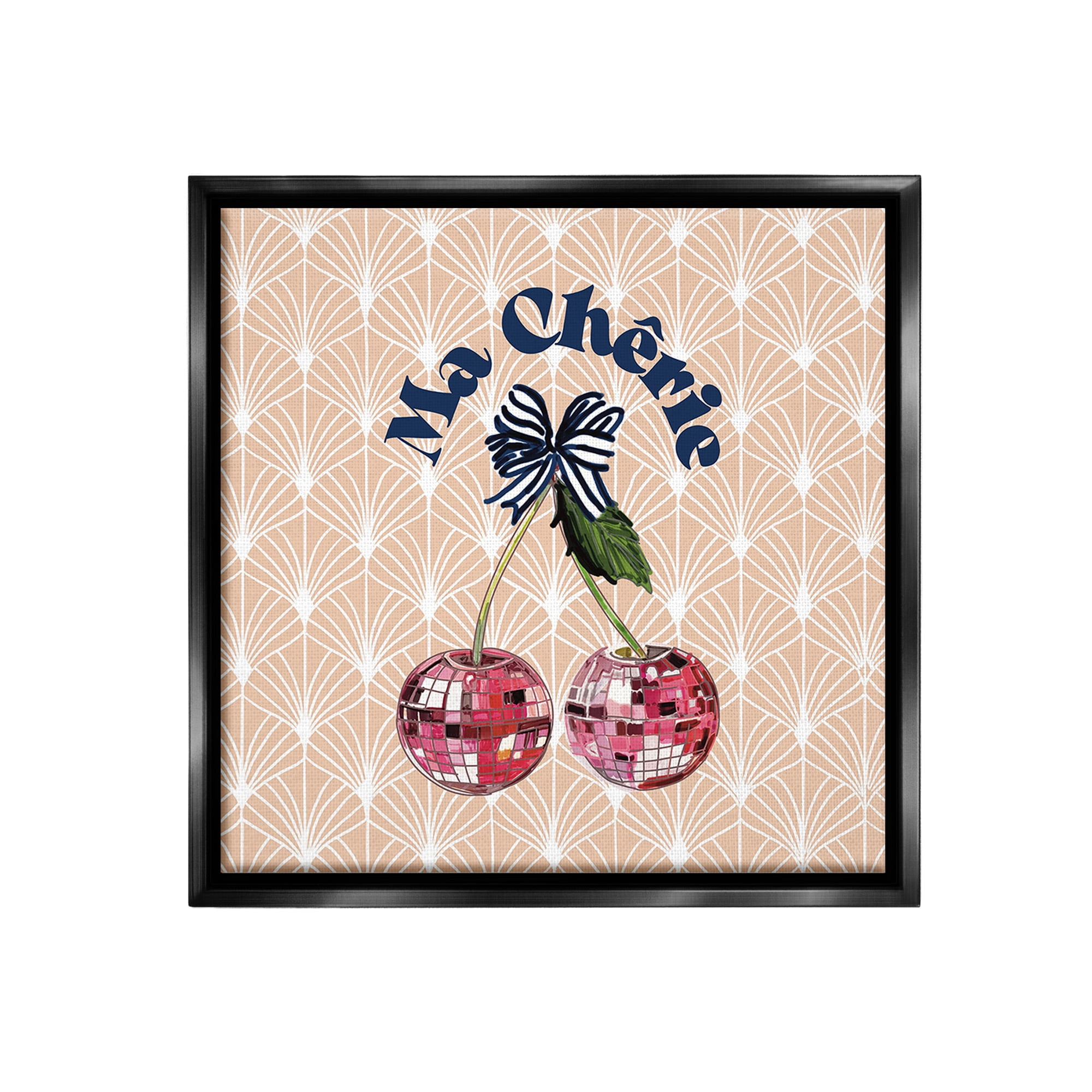 Stupell Industries Botanical Patterned Cherries Food & Beverage Painting Black Floater Framed Canvas Art Print Wall Art, 18 x 18