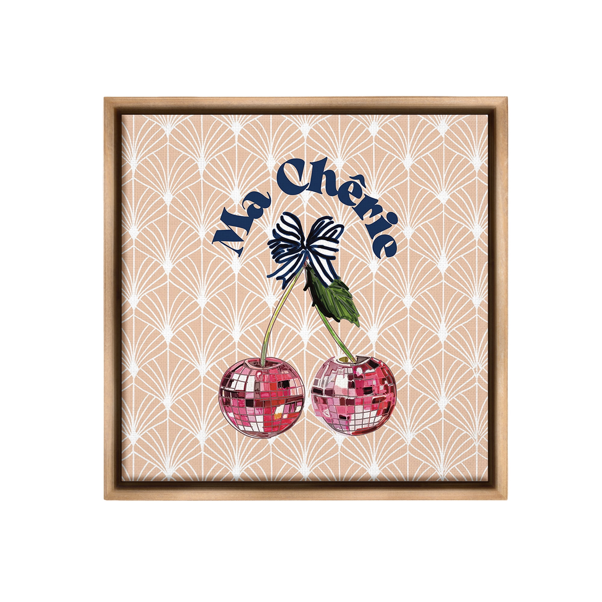 Stupell Industries Botanical Patterned Cherries Food & Beverage Painting Brown Floater Framed Canvas Art Print Wall Art, 25 x 25