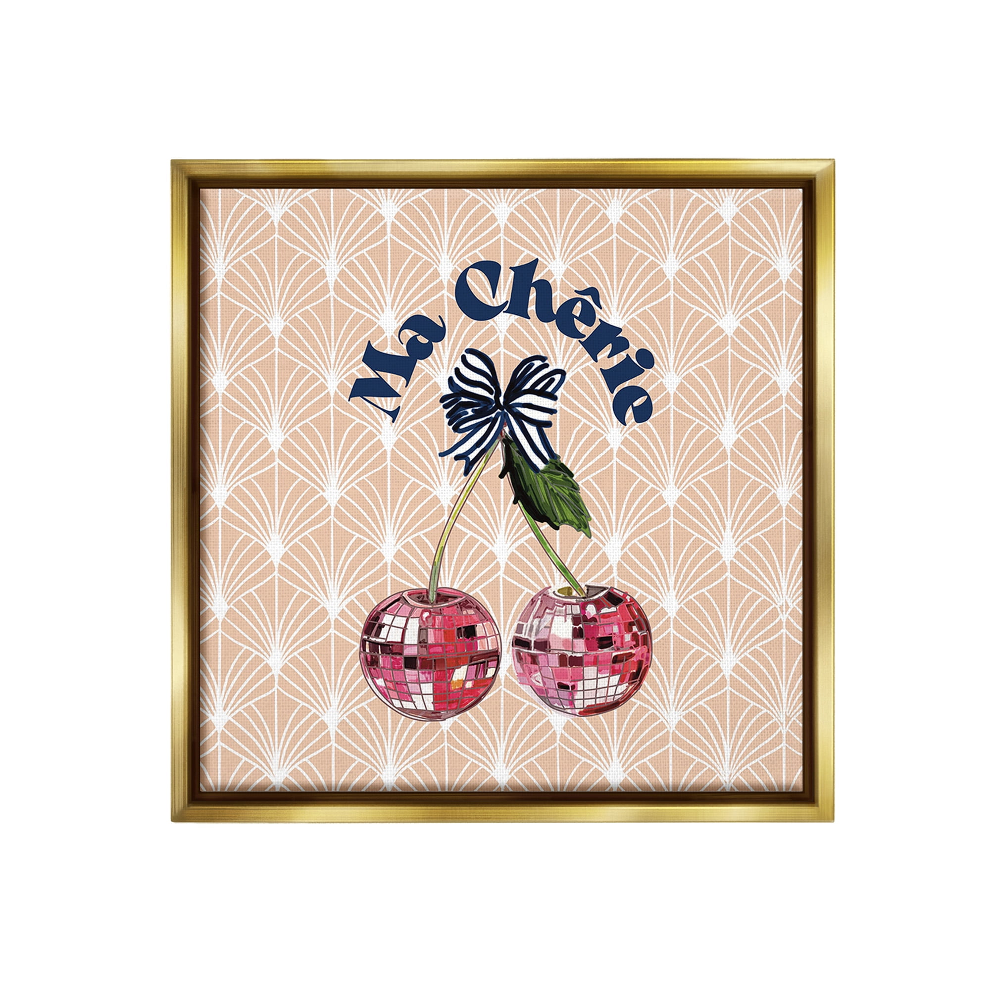 Stupell Industries Botanical Patterned Cherries Food & Beverage Painting Gold Floater Framed Canvas Art Print Wall Art, 18 x 18