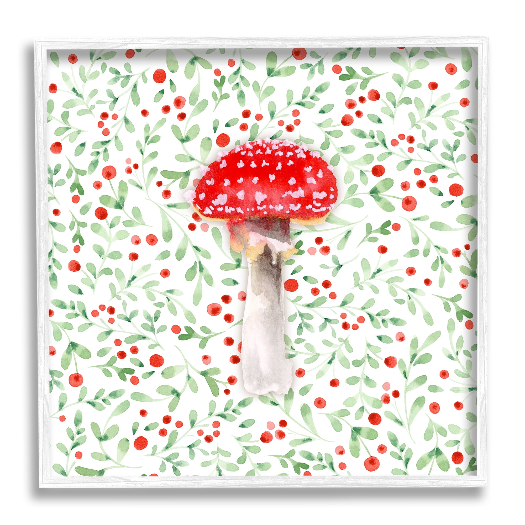 Stupell Industries Botanical Patterned Mushroom Botanical & Floral Painting White Framed Art Print Wall Art, 24 x 24
