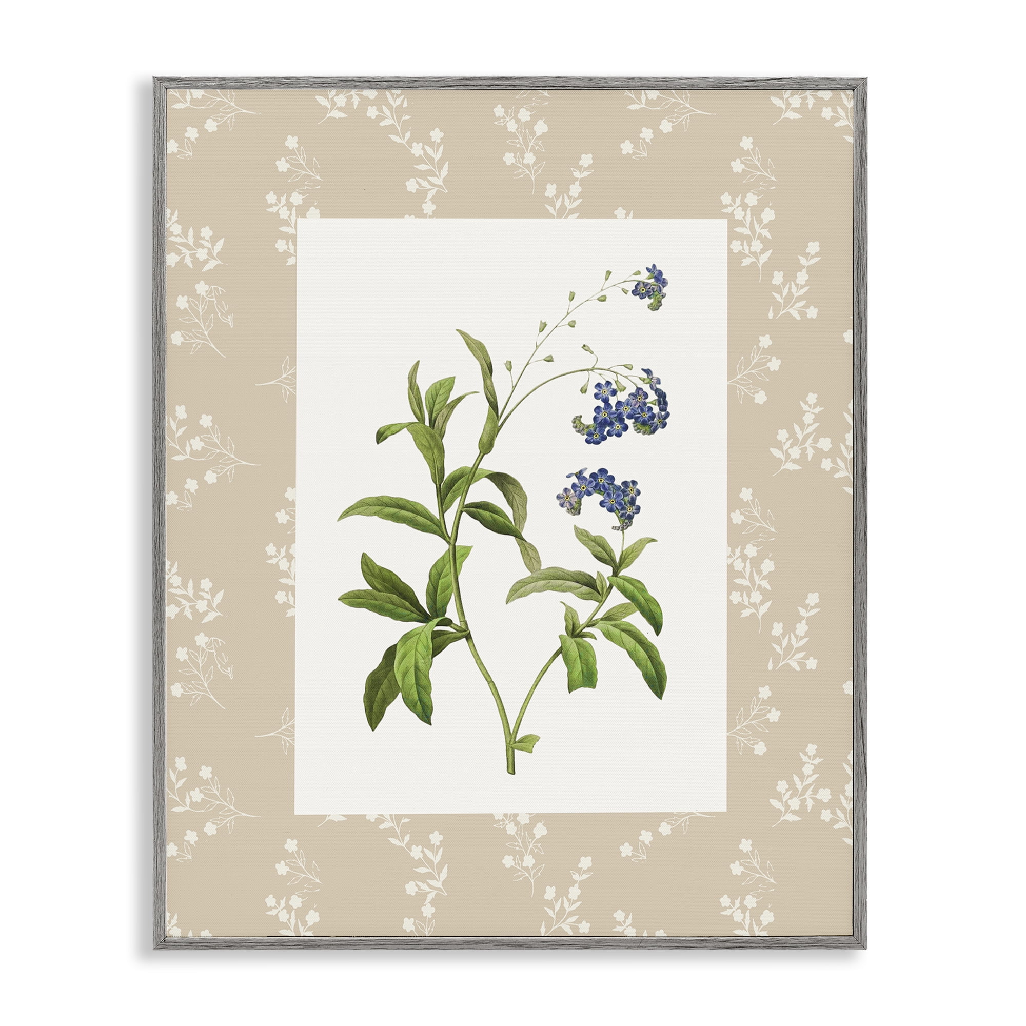 Stupell Industries Botanical Plate Design Gray Framed Giclee Art, design by Val Rhodes