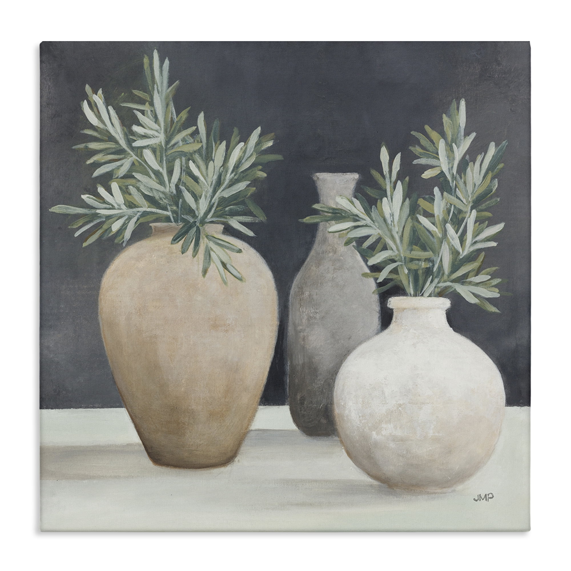 Stupell Industries Botanical Pottery Vessels Plants & Flowers Painting Wrapped Canvas Art Print Wall Art, 30 x 30