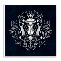 Stupell Industries Botanical Rabbits & Mushroom Plants & Flowers Painting Unframed Art Print Wall Art, 12 x 12