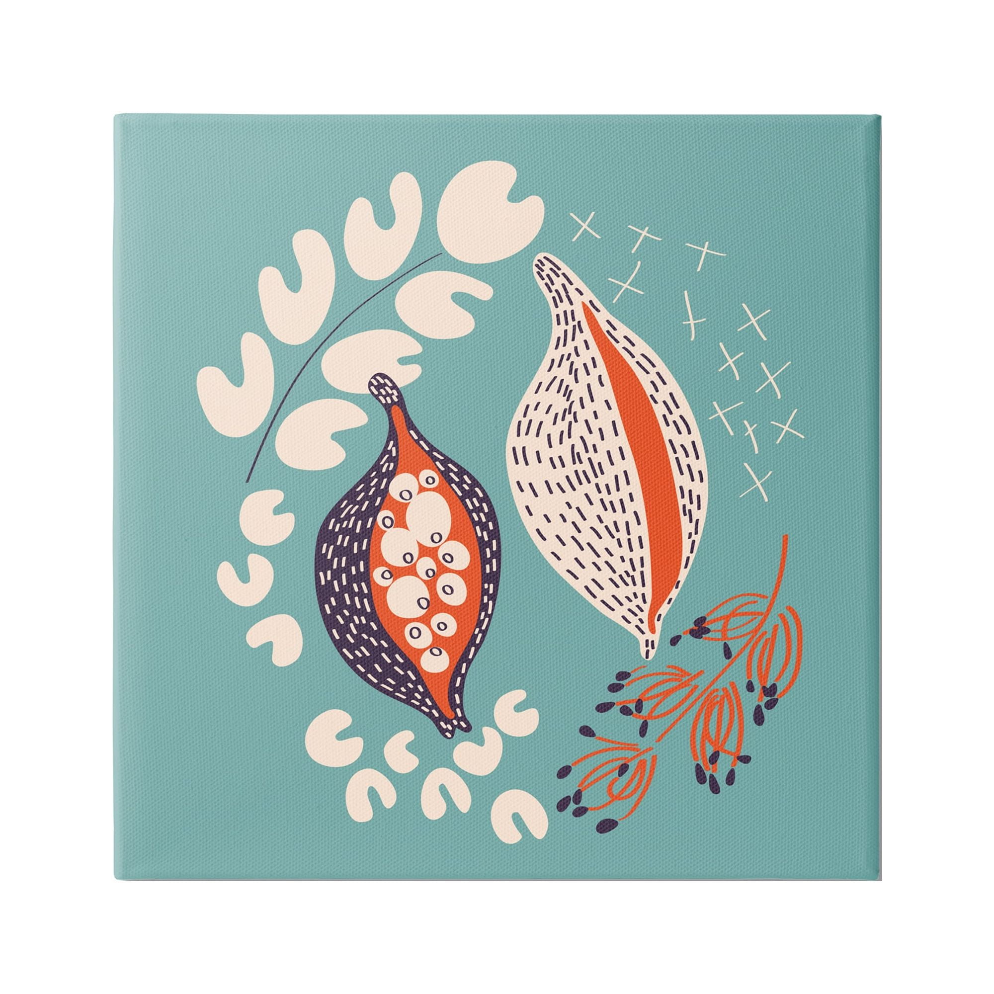 Stupell Industries Botanical Seeds on Blue Botanical & Floral Painting Gallery Wrapped Canvas Art Print Wall Art, 30 x 30