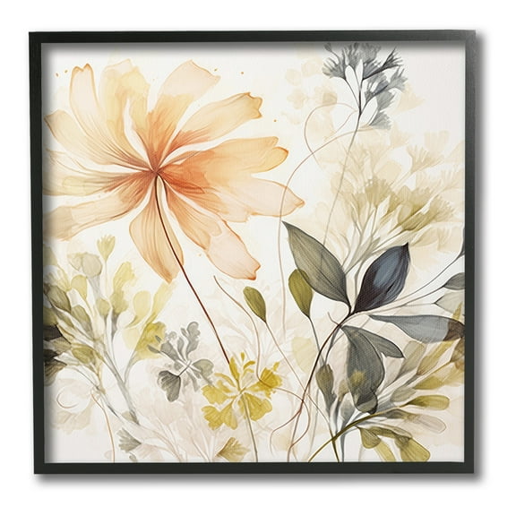 Stupell Industries Botanical Serenity Pattern Botanical & Floral Painting Black Framed Art Print Wall Art, 12 x 12