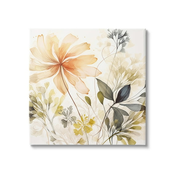 Stupell Industries Botanical Serenity Pattern Botanical & Floral Painting Gallery Wrapped Canvas Art Print Wall Art, 17 x 17