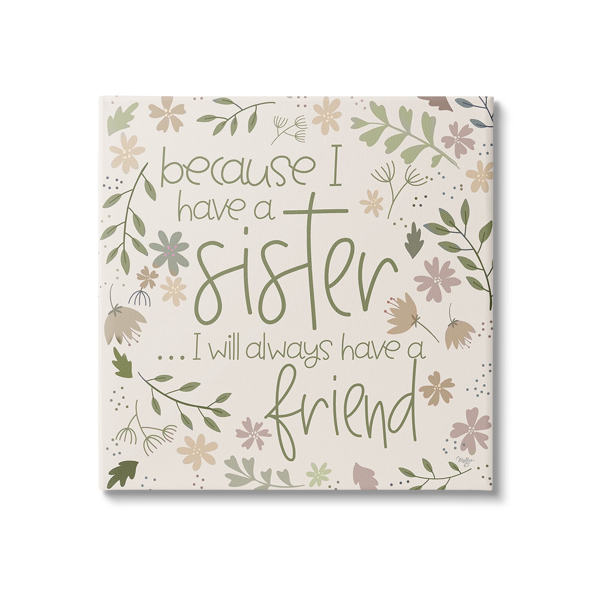 Stupell Industries Botanical Sister Friendship Botanical & Floral Painting Gallery Wrapped Canvas Art Print Wall Art, 17 x 17