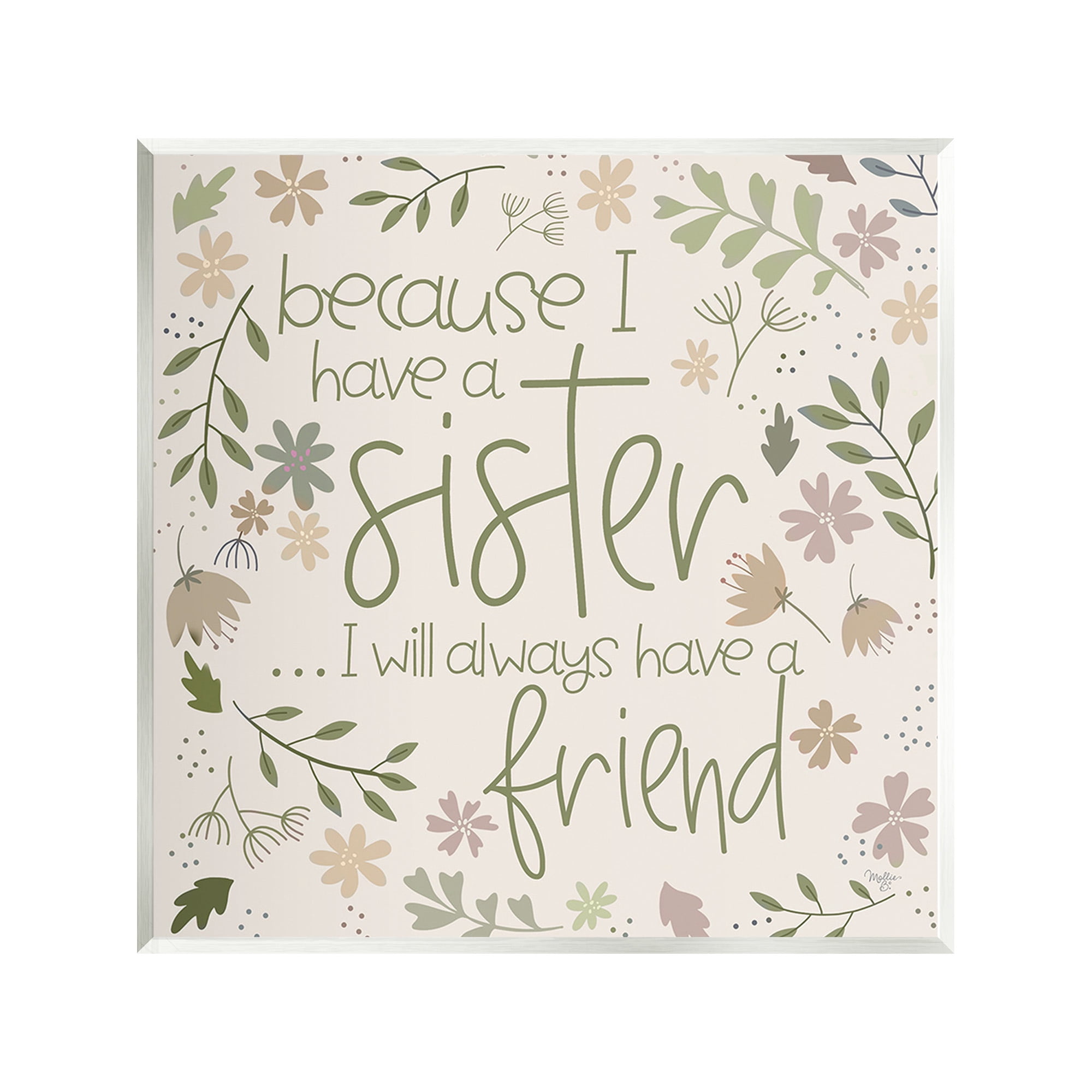 Stupell Industries Botanical Sister Friendship Botanical & Floral Painting Unframed Art Print Wall Art, 12 x 12