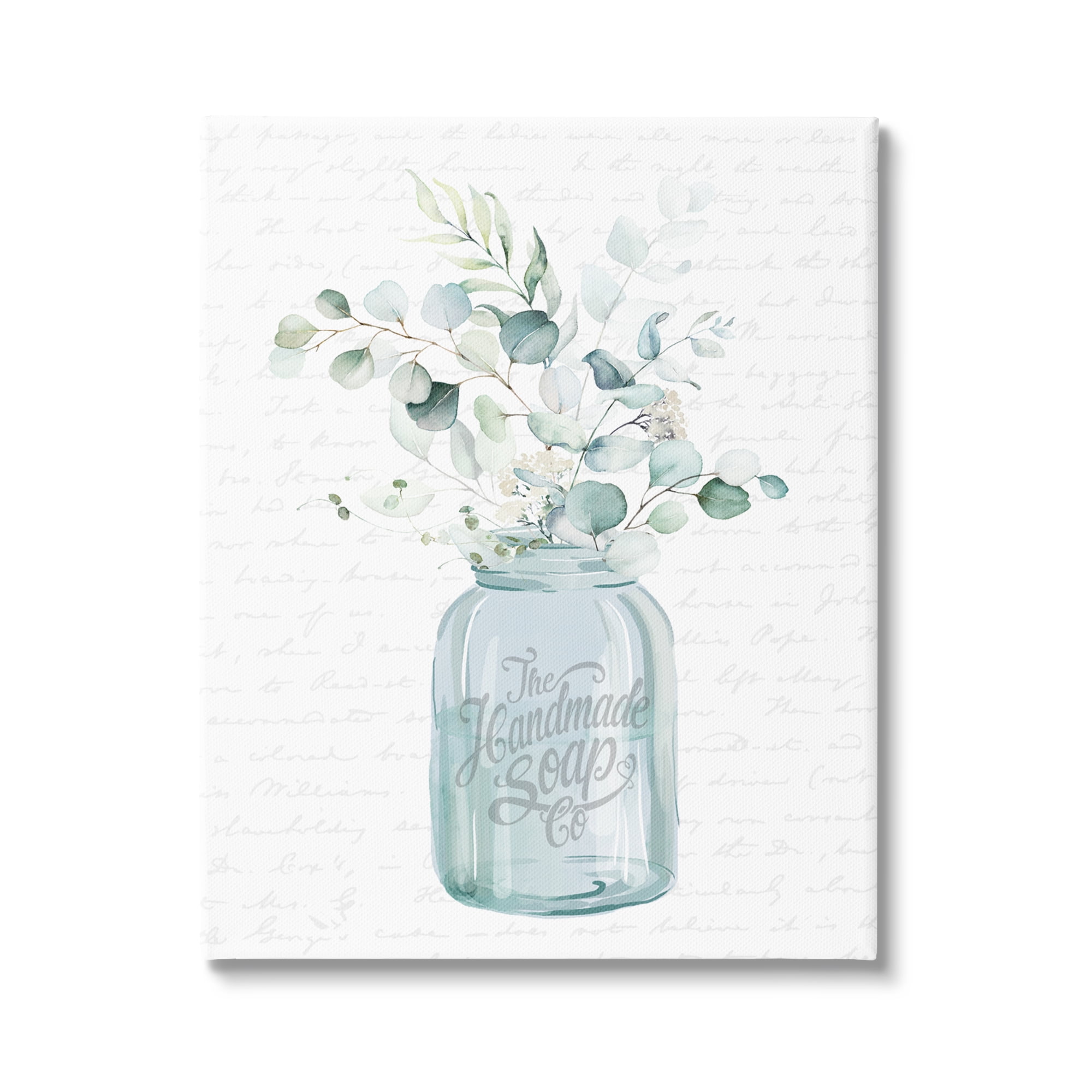 Stupell Industries Botanical Sprigs Arrangement Vintage Jar Cursive Script Graphic Art Gallery Wrapped Canvas Print Wall Art, Design by Lettered and Lined