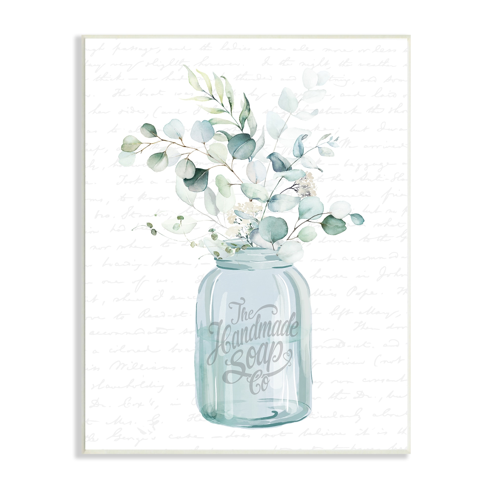 Stupell Industries Botanical Sprigs Arrangement Vintage Jar Cursive Script Graphic Art Unframed Art Print Wall Art, Design by Lettered and Lined