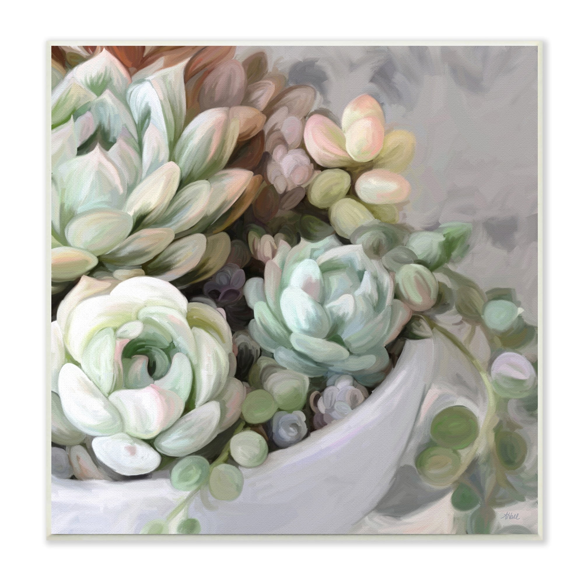 Stupell Industries Botanical Succulent Arrangement Potted Floral Blossoms Painting Unframed Art Print Wall Art, Design by Amy Hall