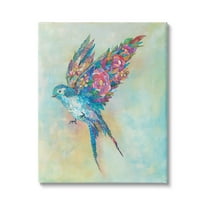 Stupell Industries Botanical Swallow Floral Blossom Wings Bird Painting Painting Gallery Wrapped Canvas Print Wall Art, Design by Lisa Morales