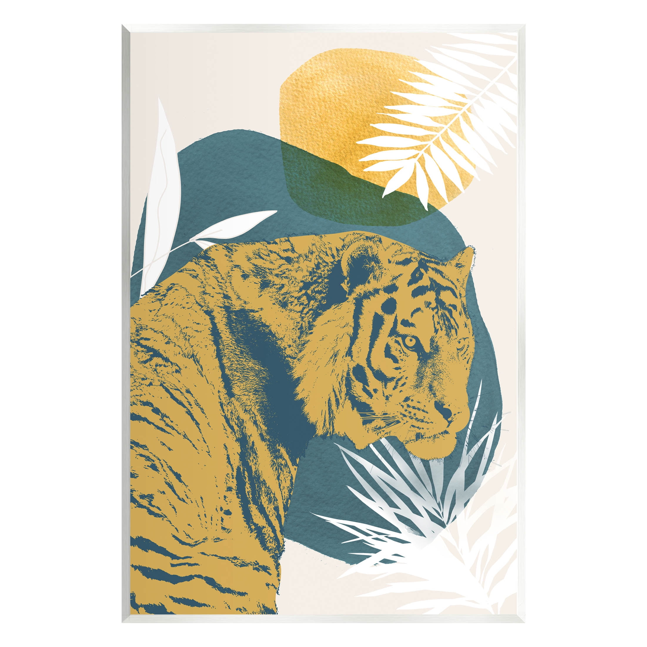 Stupell Industries Botanical Tiger Wildlife Collage Graphic Art Unframed Art Print Wall Art, Design by Carol Robinson