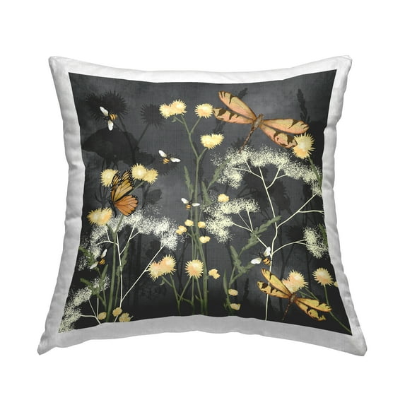 Stupell Industries Botanicals on Grey Decorative Printed Throw Pillow, 18 x 18