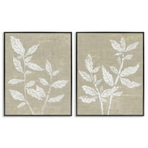 Stupell Industries Botanicals on Textile Pattern Floral Painting Black Framed Art Print Wall Art, 11 x 14, Set of 2