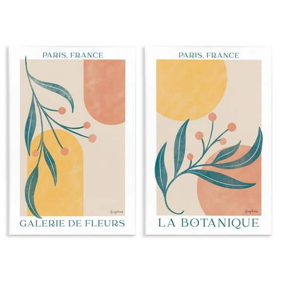 Stupell Industries Botanicals over Geometrics 2 Piece Wall Plaque Art Set design by Becky Thorns, 15 x 10