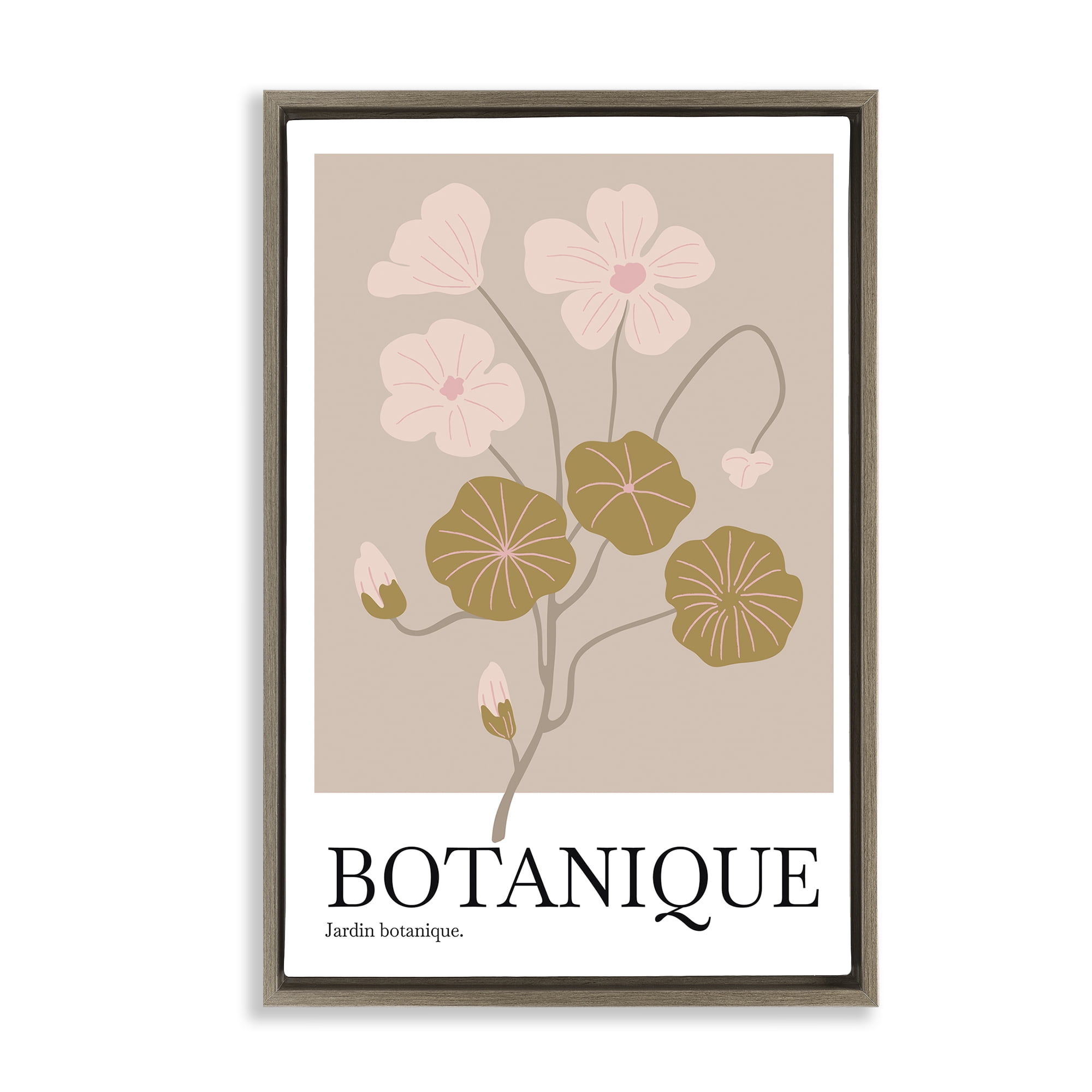 Stupell Industries Botanique Modern Sprouts Plants & Flowers Painting Brown Floater Framed Canvas Art Print Wall Art, 21 x 31