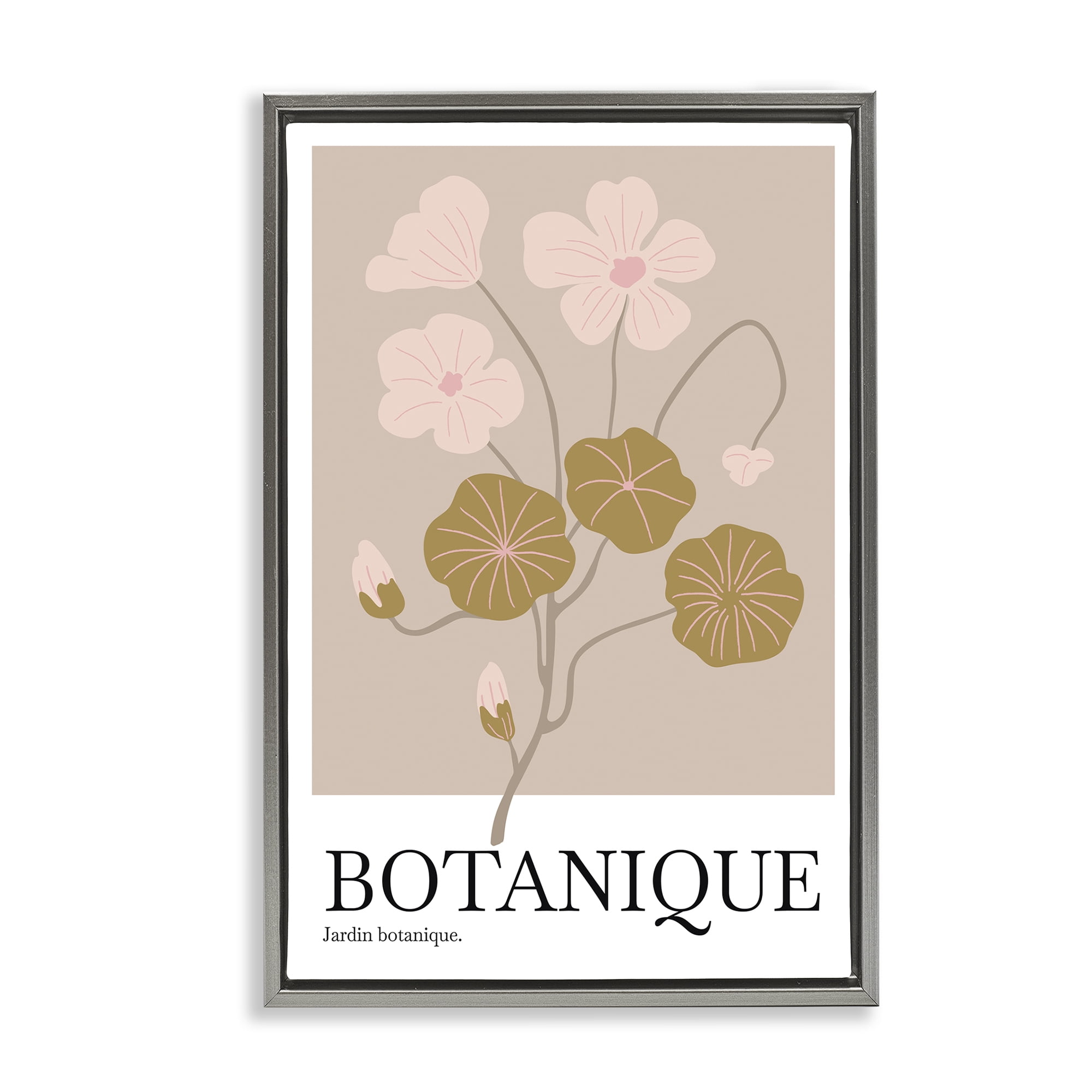 Stupell Industries Botanique Modern Sprouts Plants & Flowers Painting Gray Floater Framed Canvas Art Print Wall Art, 17 x 25