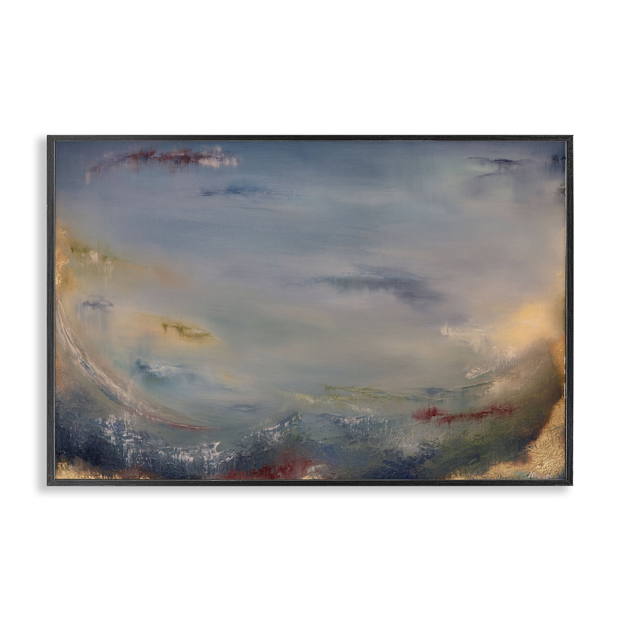 Stupell Industries Bottom Of Ocean Abstraction Abstract Painting Black Framed Art Print Wall Art, 30 x 20