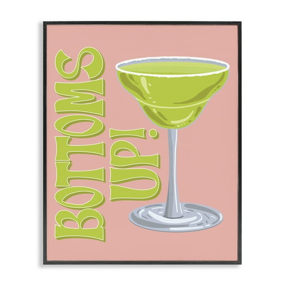 Stupell Industries Bottoms Up Cocktail Food & Beverage Painting Black Framed Art Print Wall Art, 11 x 14