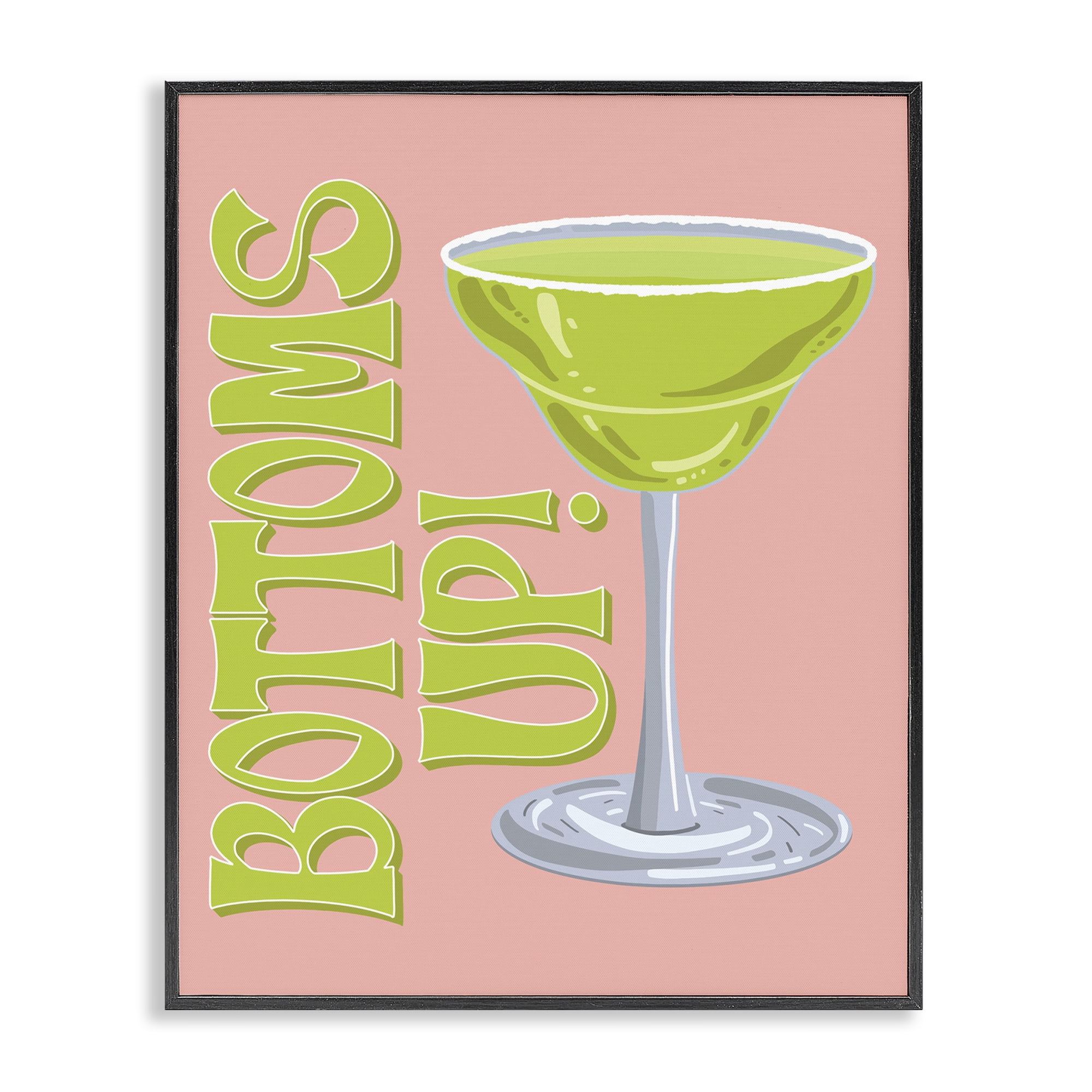 Stupell Industries Bottoms Up Cocktail Food & Beverage Painting Black Framed Art Print Wall Art, 16 x 20