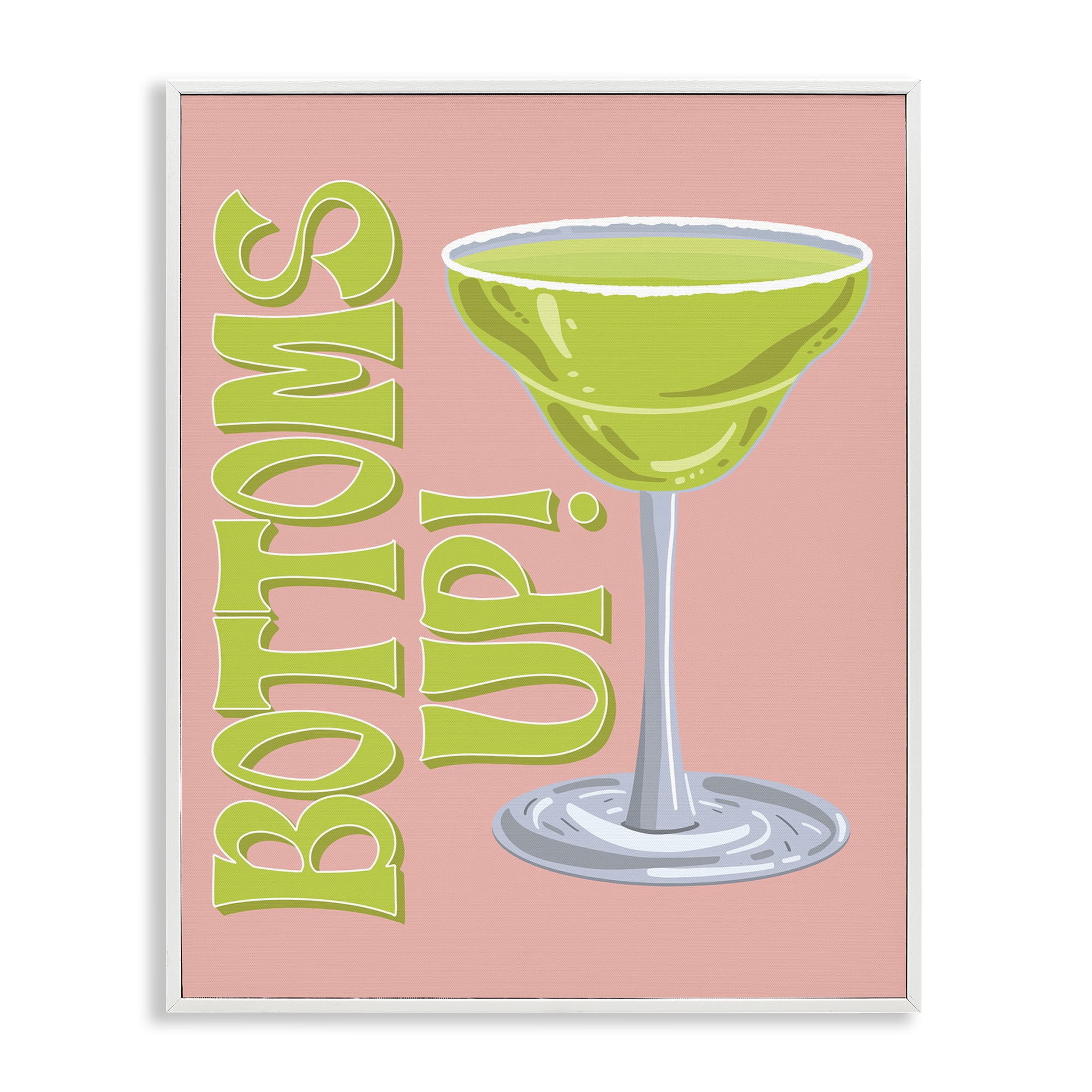 Stupell Industries Bottoms Up Cocktail Food & Beverage Painting White Framed Art Print Wall Art, 11 x 14