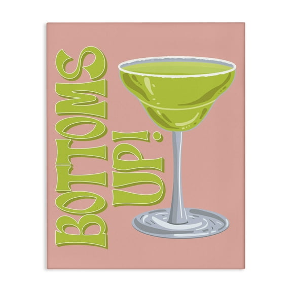 Stupell Industries Bottoms Up Cocktail Food & Beverage Painting Wrapped Canvas Art Print Wall Art, 16 x 20