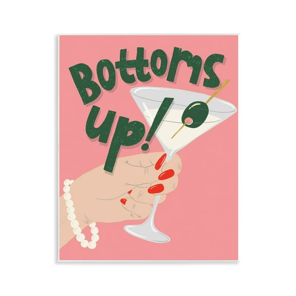 Stupell Industries Bottoms Up with Martini Food & Beverage Painting Unframed Art Print Wall Art, 11 x 14