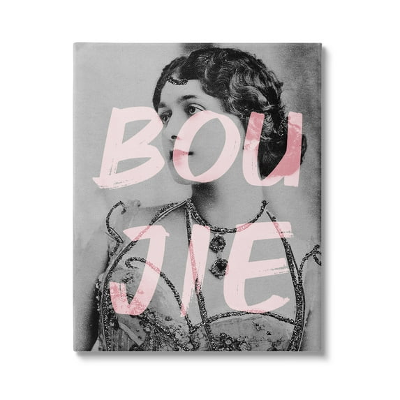 Stupell Industries Boujie Vintage Woman Portrait Trendy Pink Text Graphic Art Gallery Wrapped Canvas Print Wall Art, Design by Daphne Polselli
