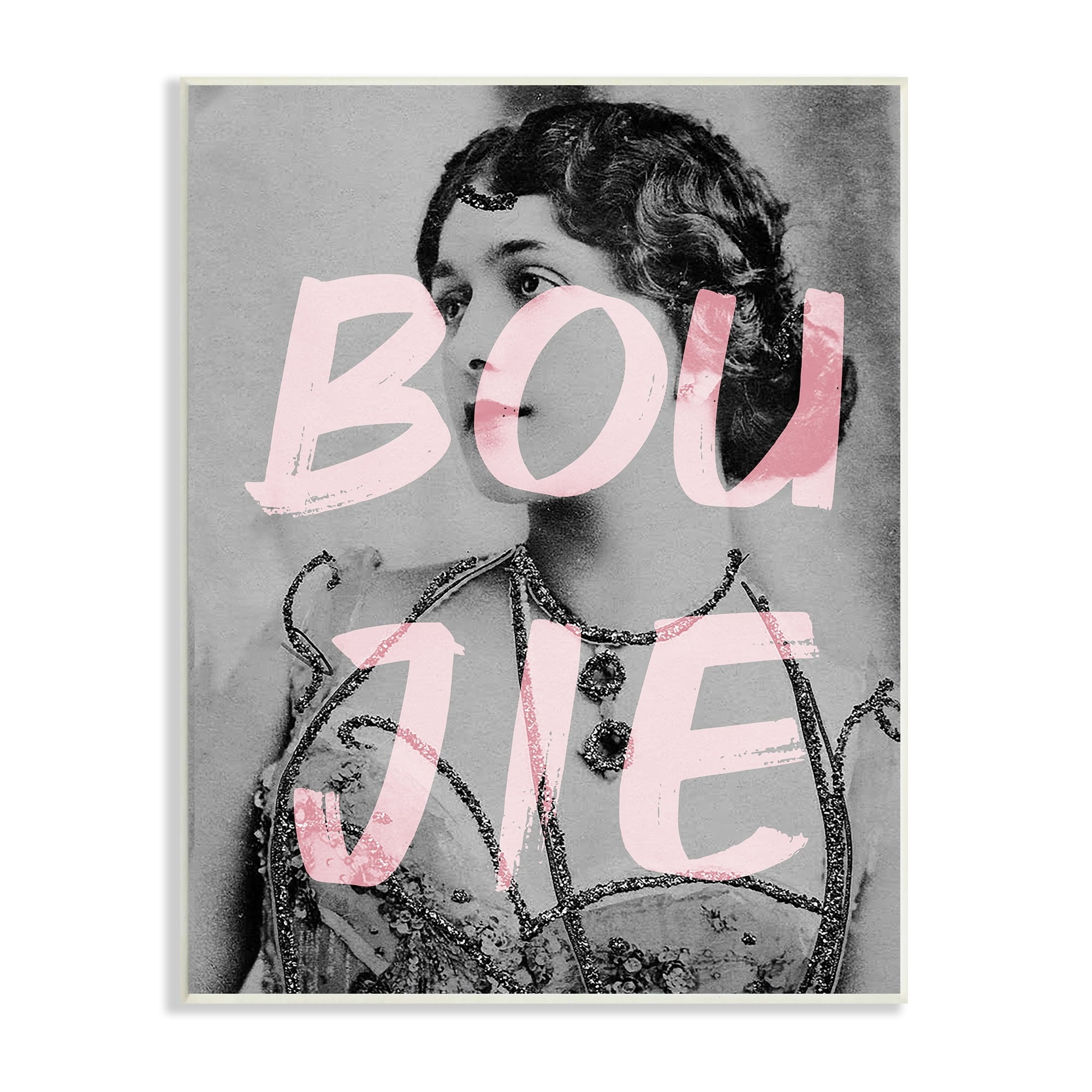 Stupell Industries Boujie Vintage Woman Portrait Trendy Pink Text Graphic Art Unframed Art Print Wall Art, Design by Daphne Polselli