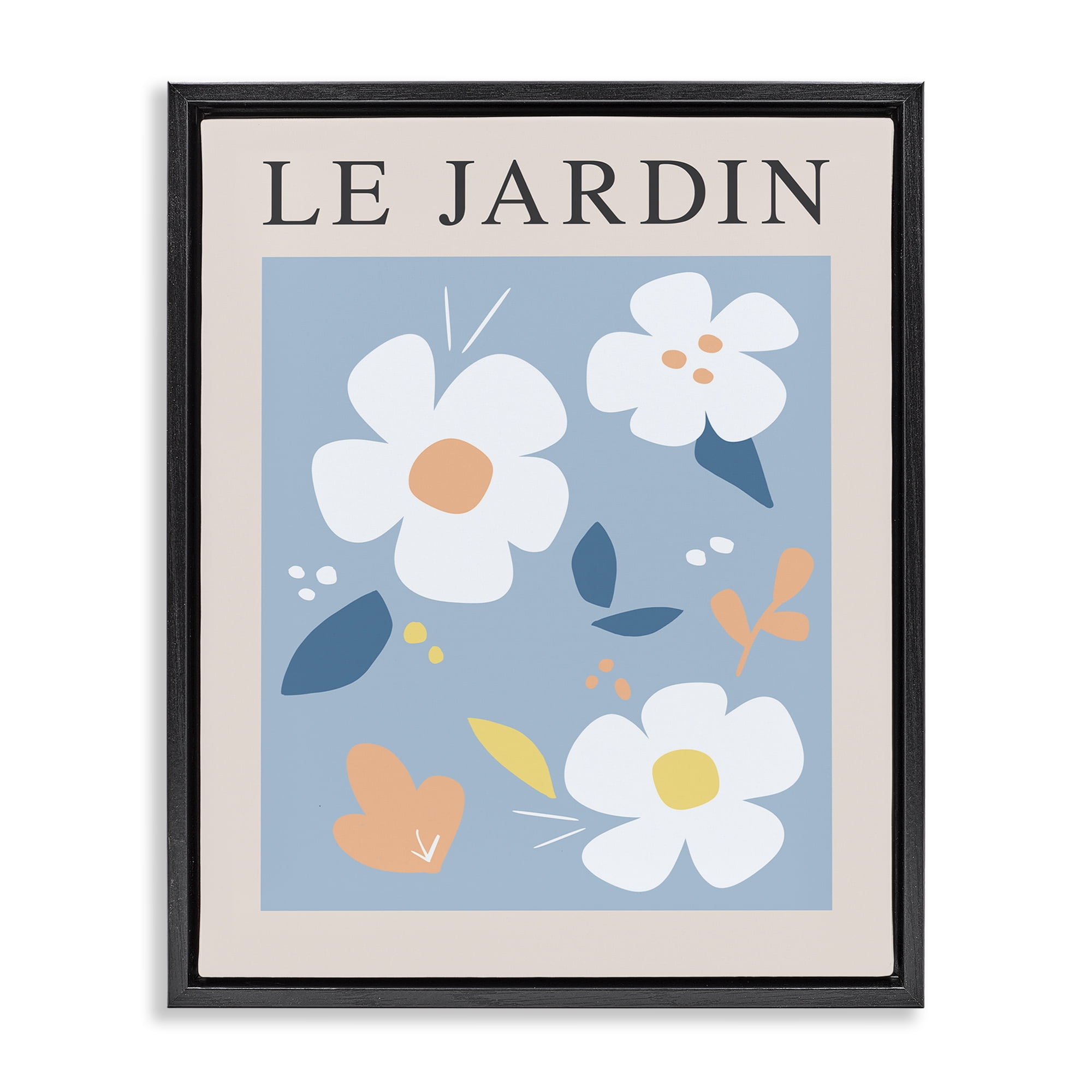 Stupell Industries Bouncing Floral Le Jardin Black Framed Floater Canvas Wall Art, design by Anna Quach