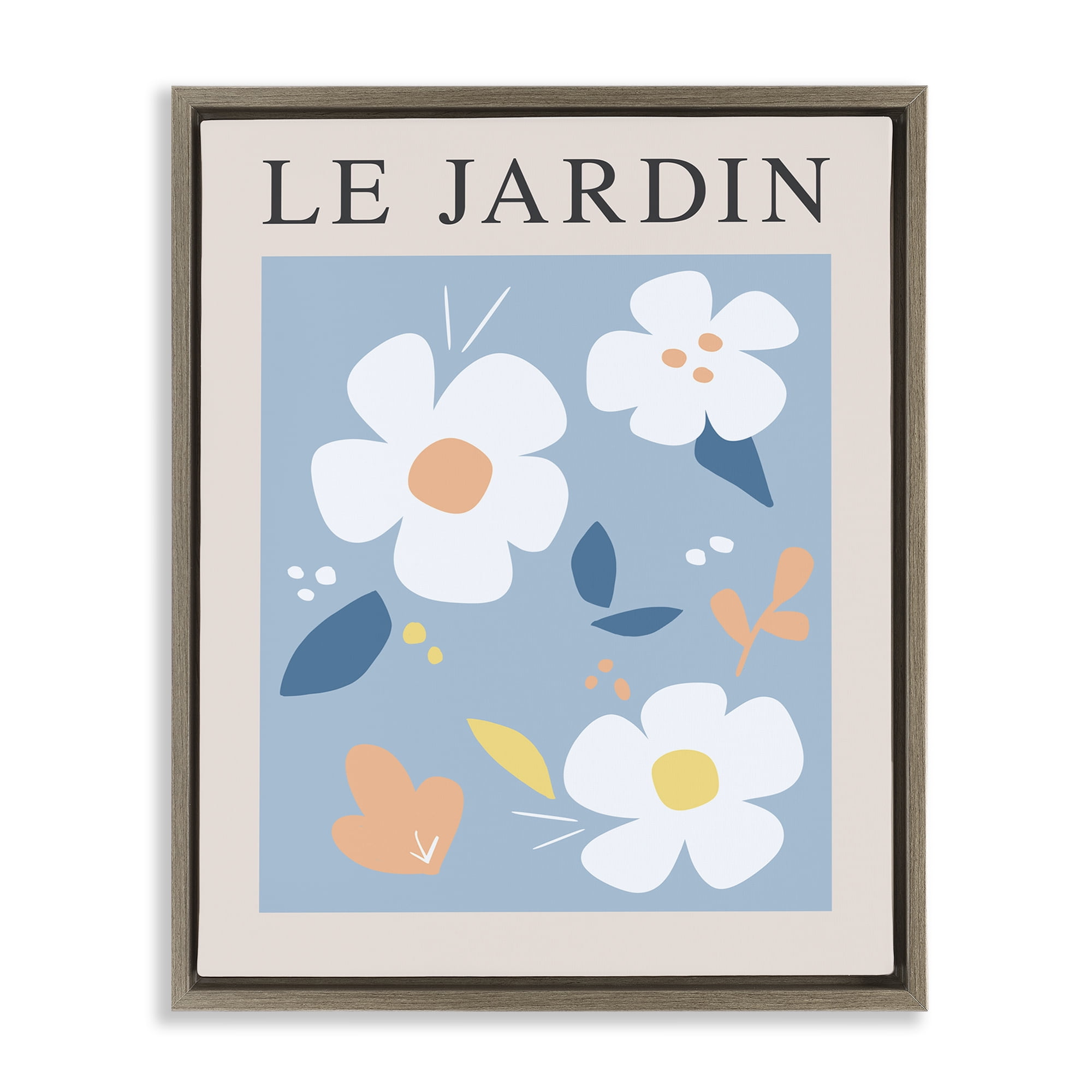 Stupell Industries Bouncing Floral Le Jardin Brown Framed Floater Canvas Wall Art, design by Anna Quach