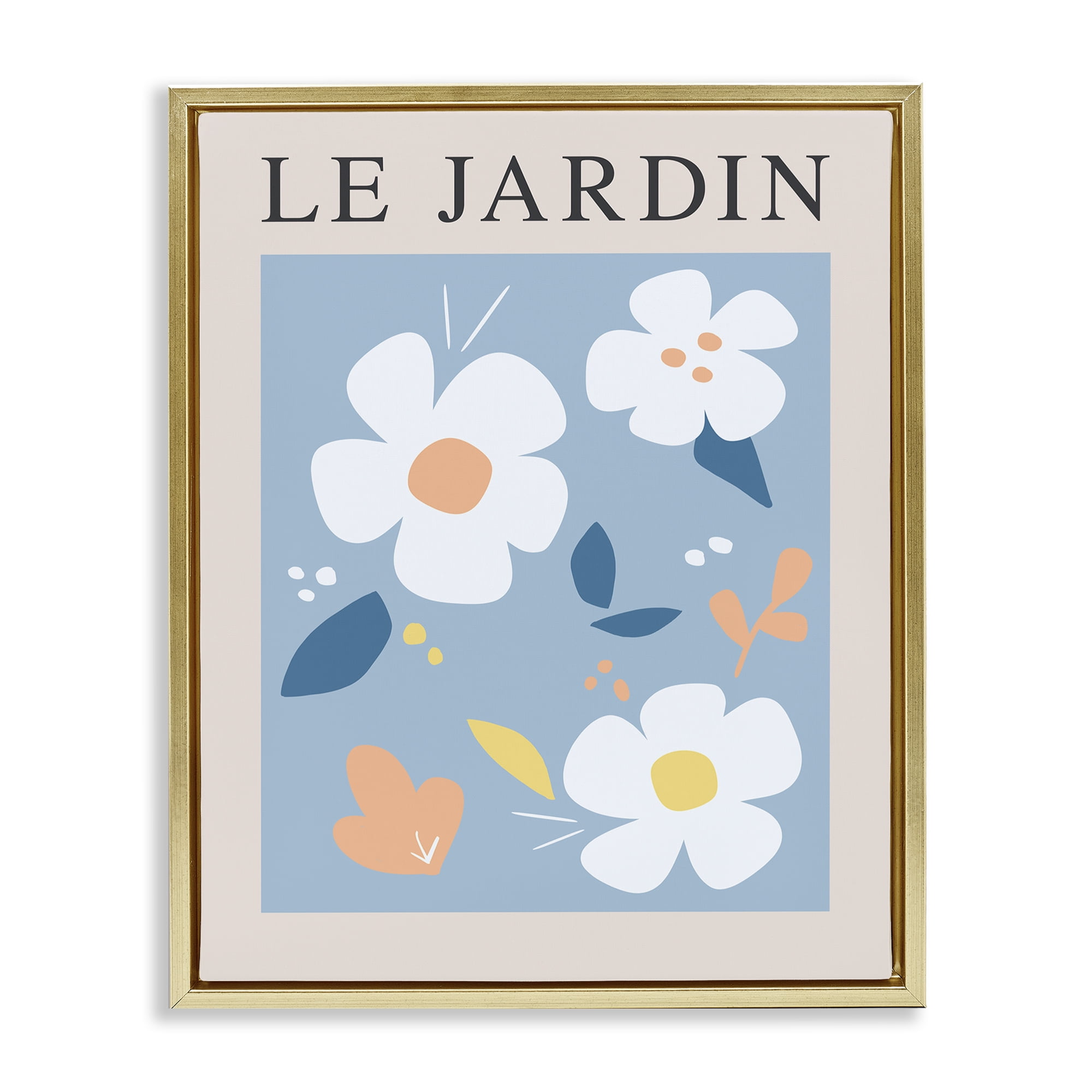 Stupell Industries Bouncing Floral Le Jardin Gold Framed Floater Canvas Wall Art, design by Anna Quach