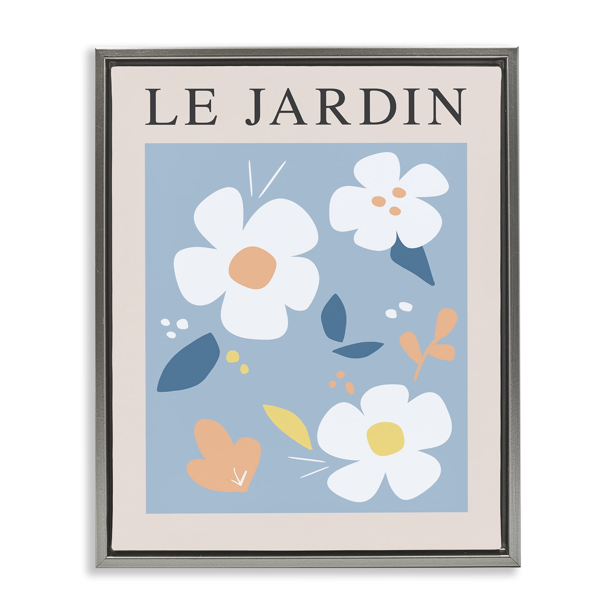 Stupell Industries Bouncing Floral Le Jardin Gray Framed Floater Canvas Wall Art, design by Anna Quach