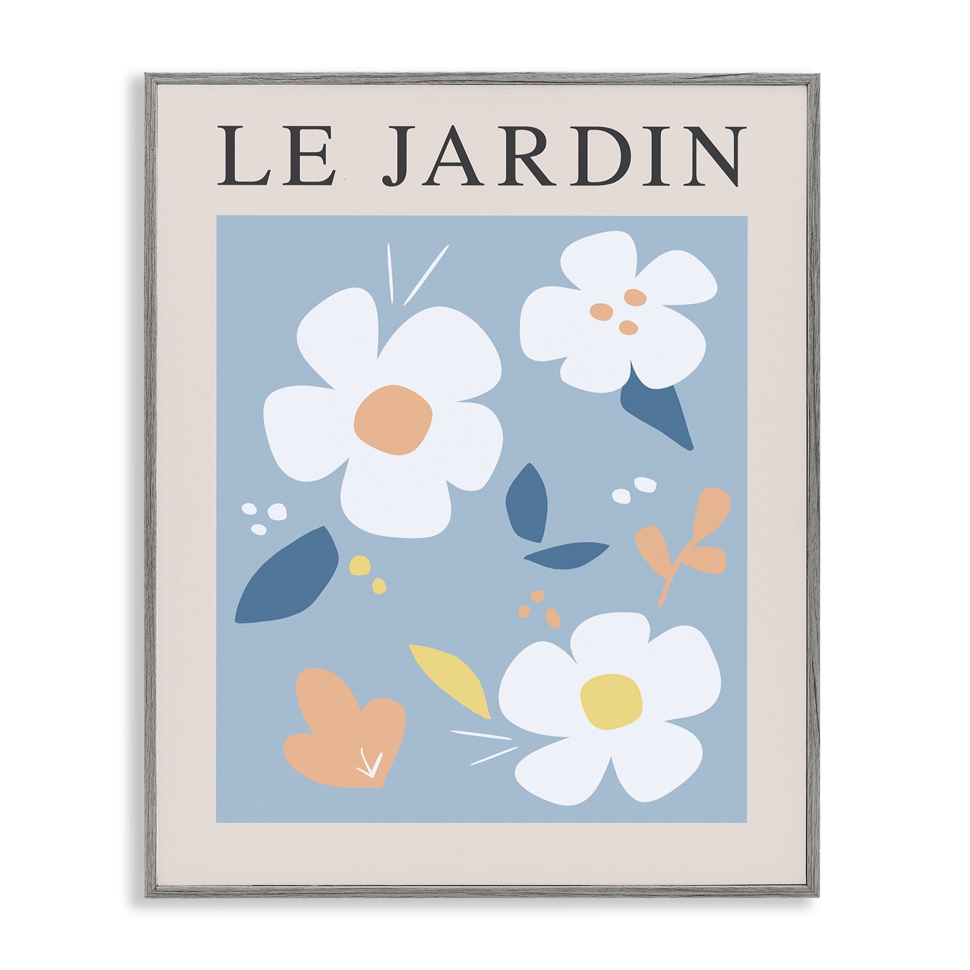 Stupell Industries Bouncing Floral Le Jardin Gray Framed Giclee Art, design by Anna Quach