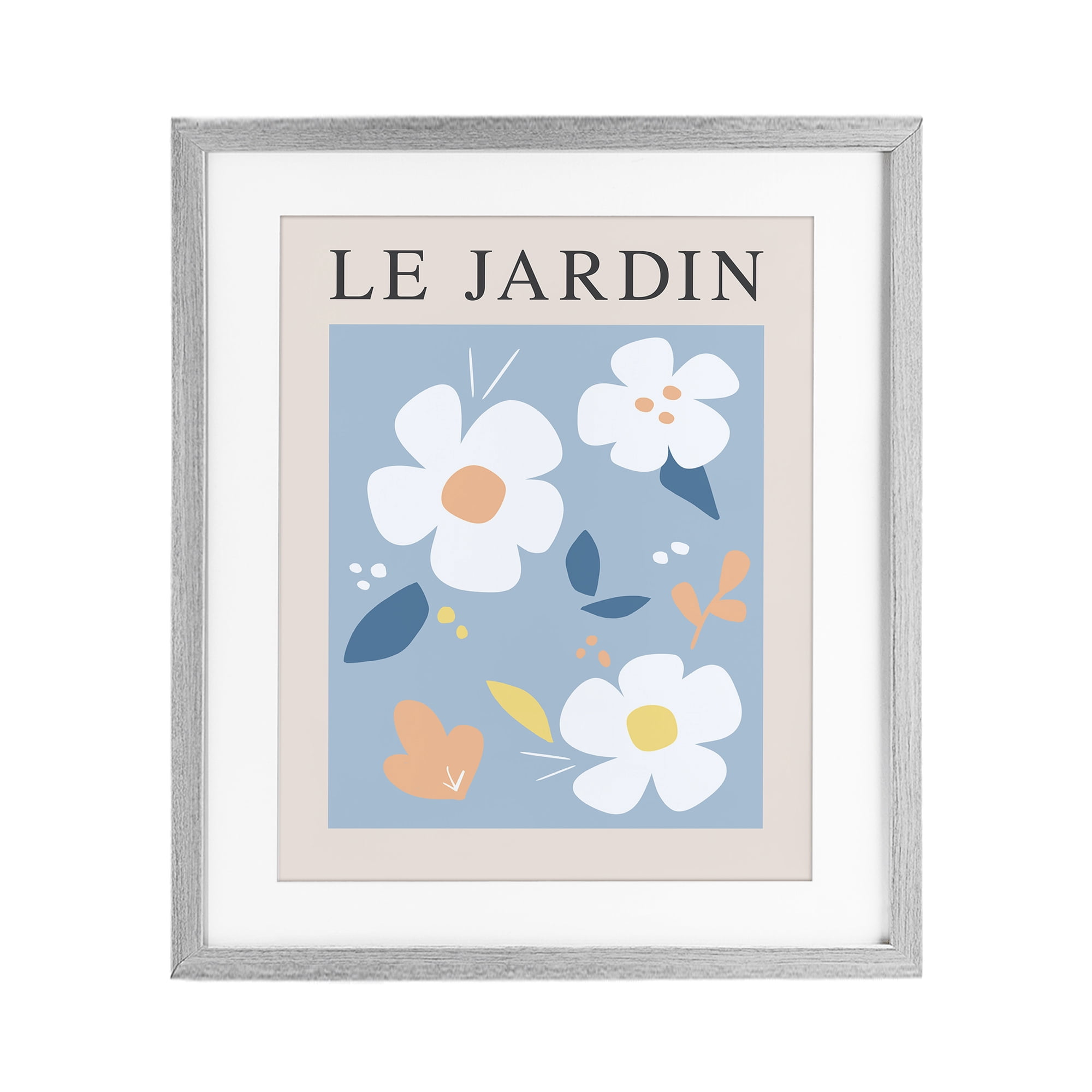 Stupell Industries Bouncing Floral Le Jardin Gray Framed Print Under Glass, design by Anna Quach