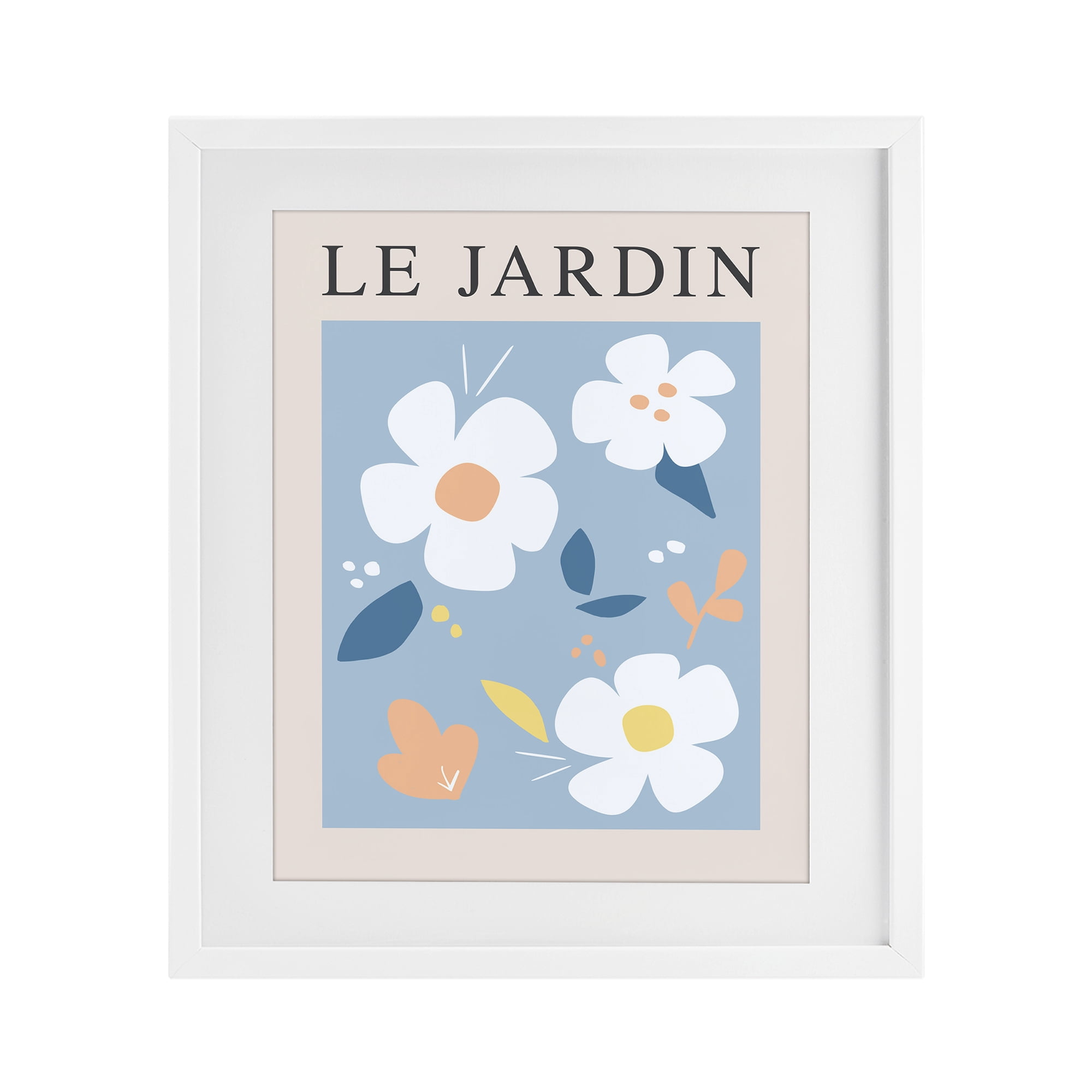 Stupell Industries Bouncing Floral Le Jardin White Framed Print Under Glass, design by Anna Quach