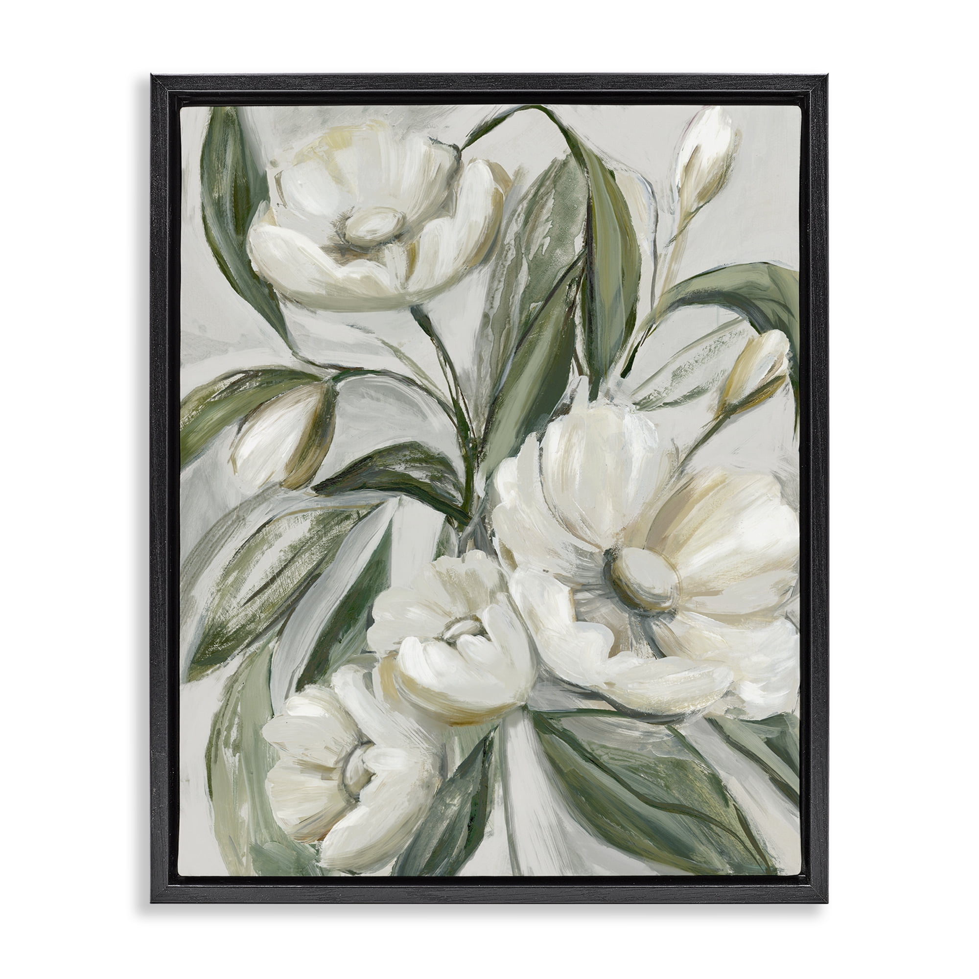 Stupell Industries Bountiful Apple Blossoms Plants & Flowers Painting Black Floater Framed Canvas Art Print Wall Art, 25 x 31