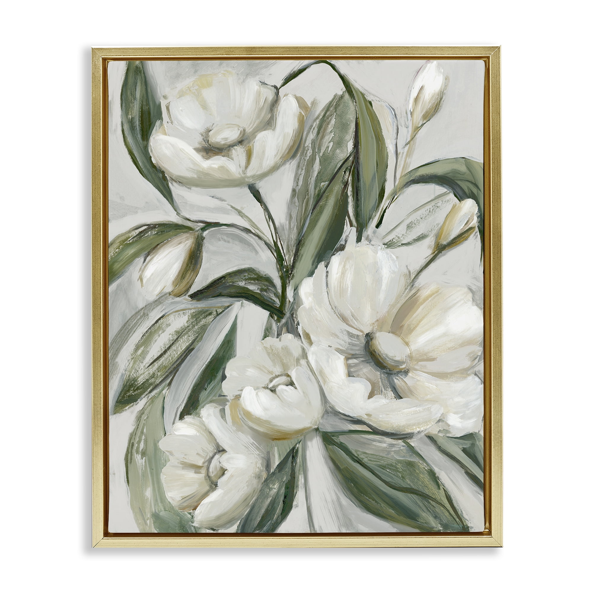 Stupell Industries Bountiful Apple Blossoms Plants & Flowers Painting Gold Floater Framed Canvas Art Print Wall Art, 17 x 21