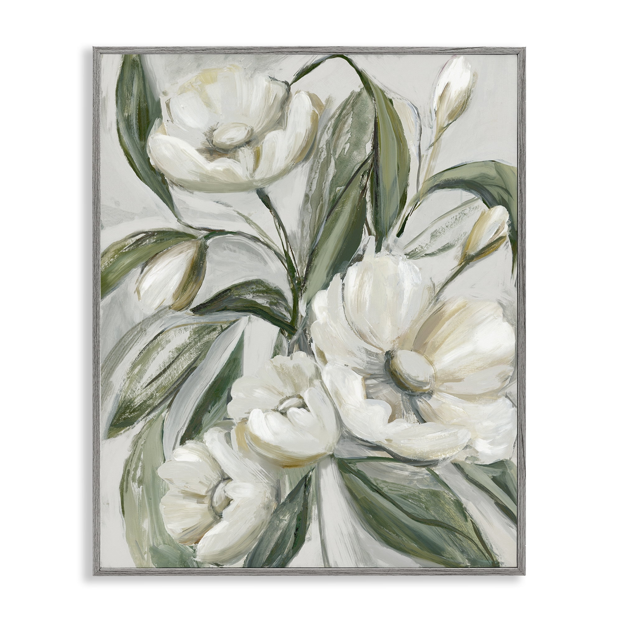 Stupell Industries Bountiful Apple Blossoms Plants & Flowers Painting Gray Framed Art Print Wall Art, 16 x 20