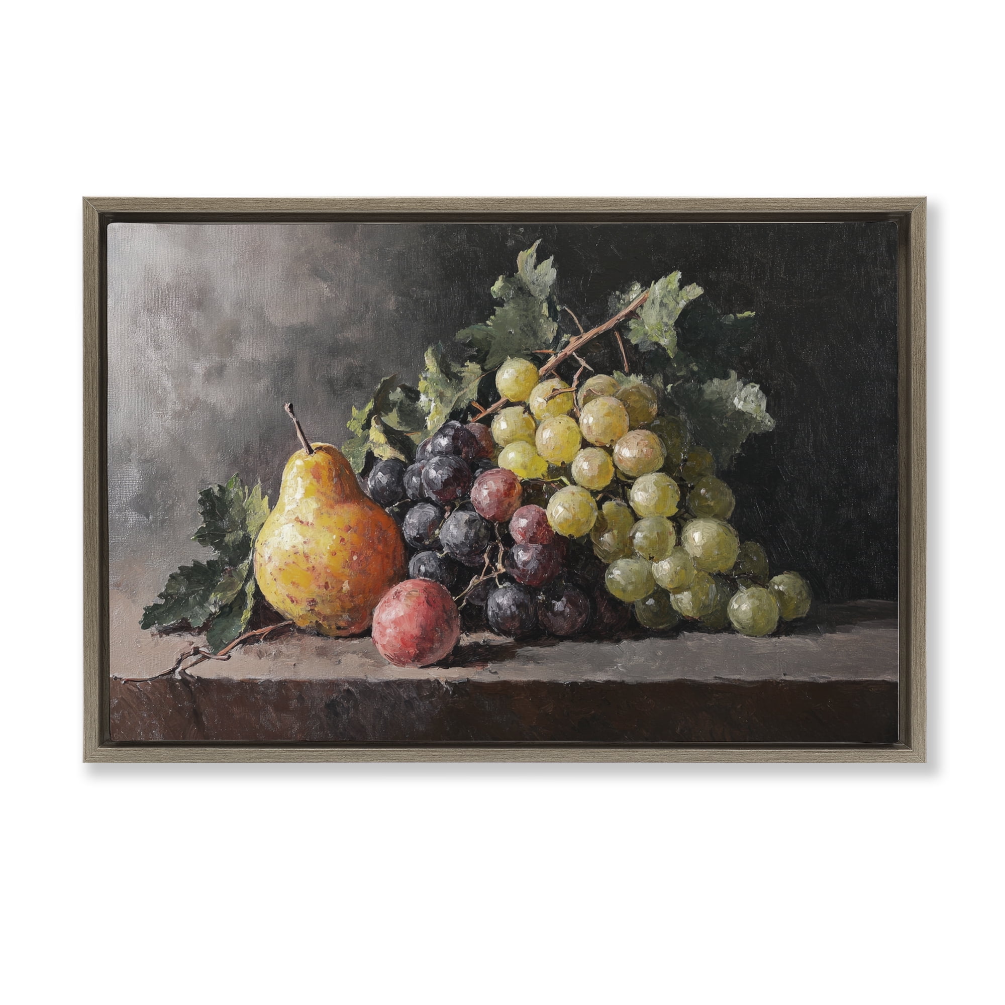 Stupell Industries Bountiful Fruit Classic Still Life Brown Framed Floater Canvas Wall Art, design by Petal Prints Design