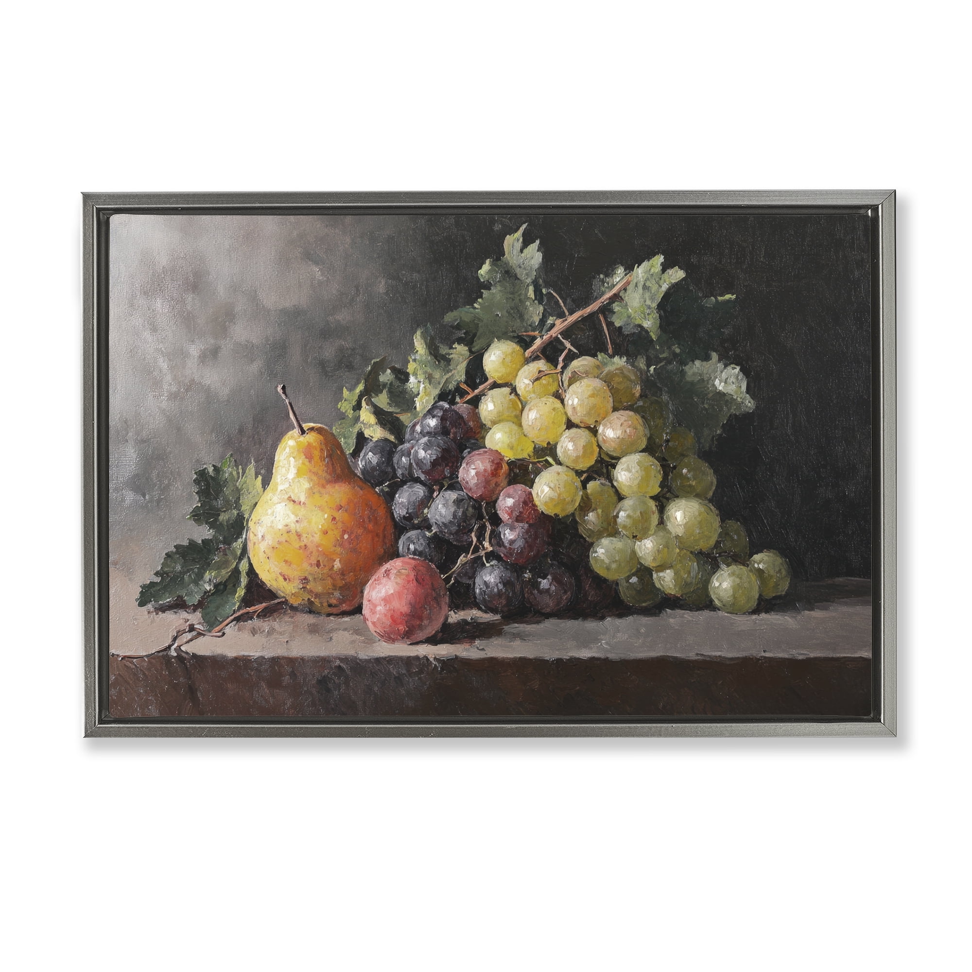 Stupell Industries Bountiful Fruit Classic Still Life Gray Framed Floater Canvas Wall Art, design by Petal Prints Design