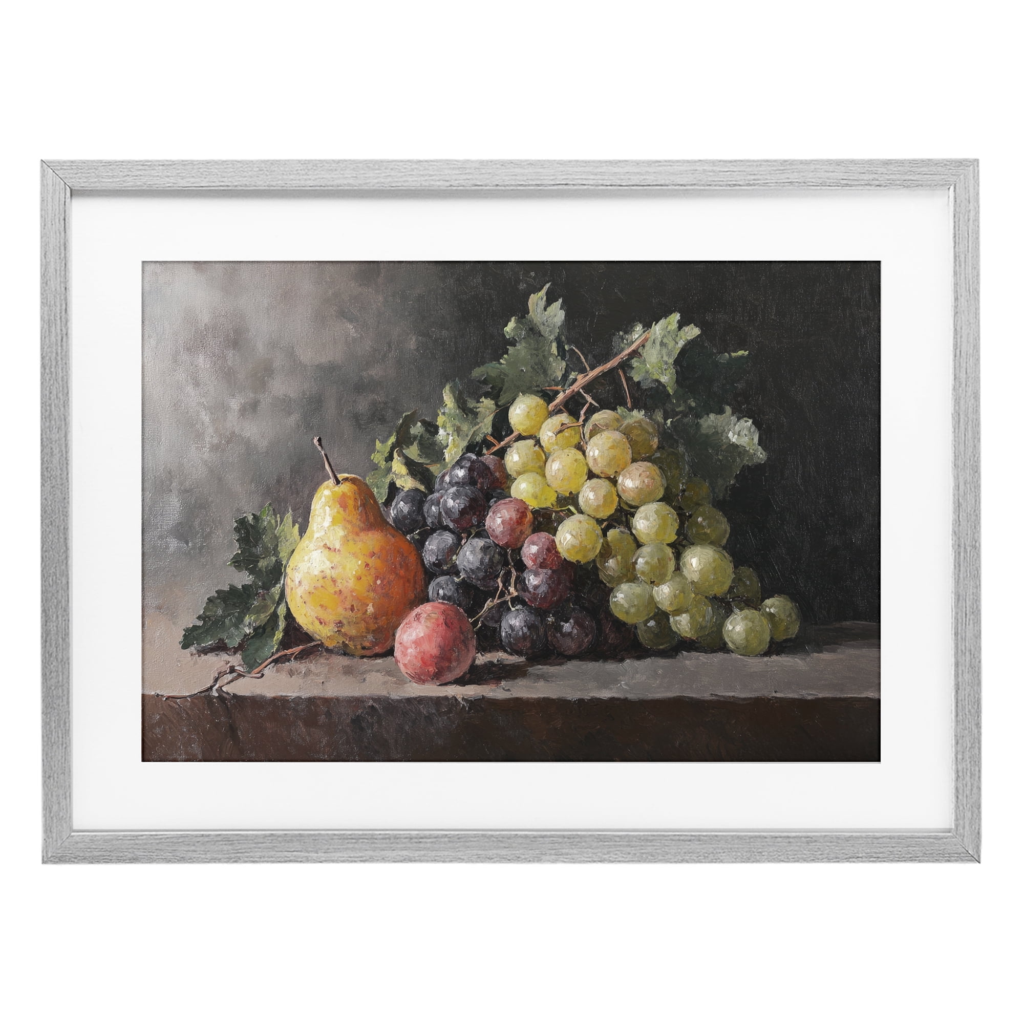 Stupell Industries Bountiful Fruit Classic Still Life Gray Framed Print Under Glass, design by Petal Prints Design
