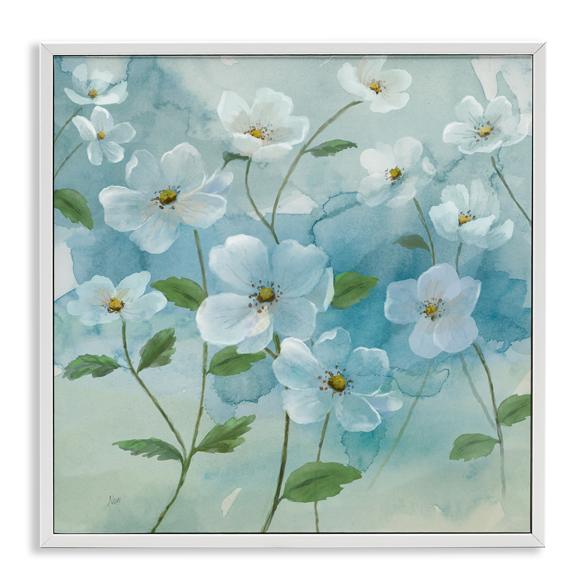 Stupell Industries Bountiful White Flowers Plants & Flowers Painting White Framed Art Print Wall Art, 17 x 17