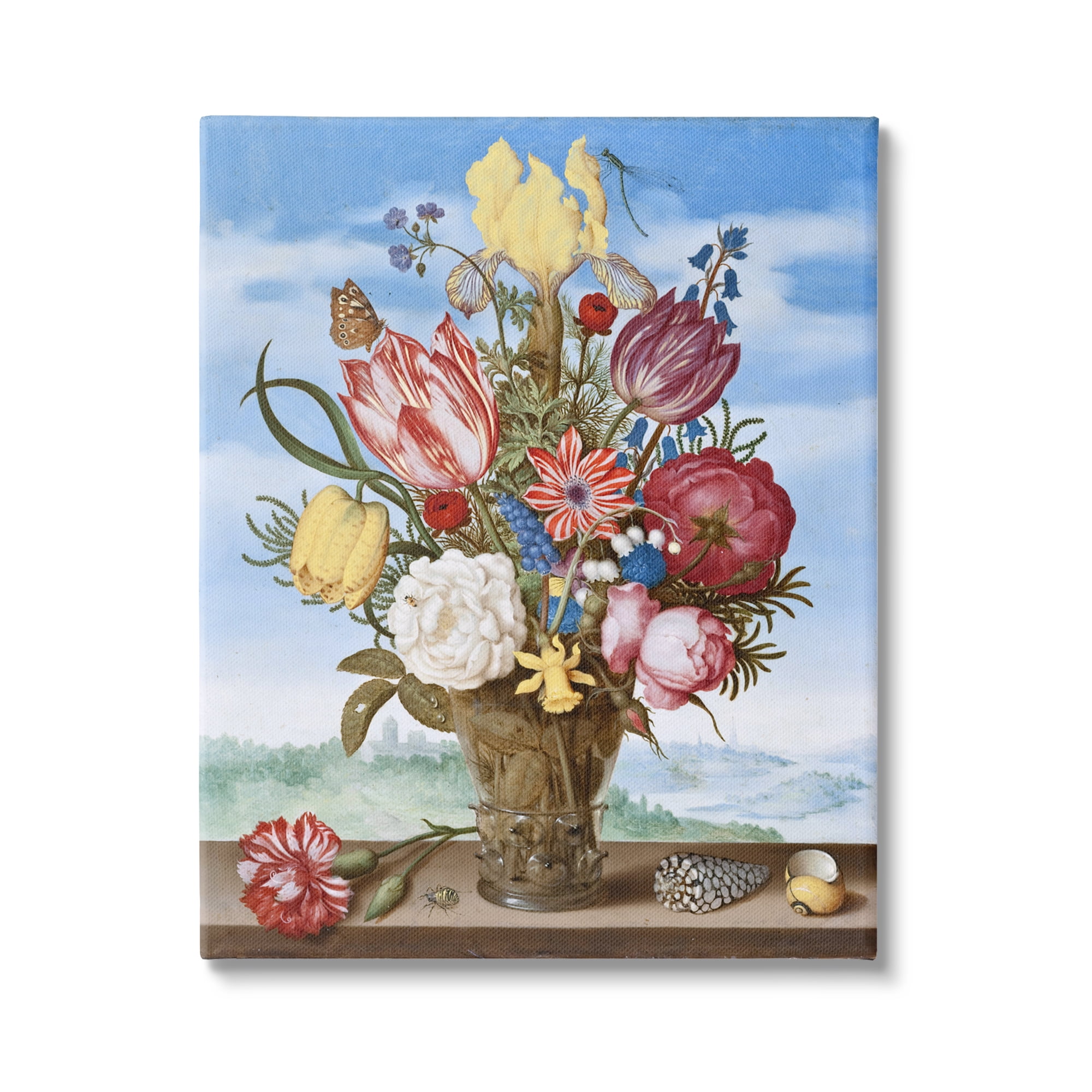 Stupell Industries Bouquet of Flowers on Edge Classic Ambrosius Bosschaert Painting Painting Gallery Wrapped Canvas Print Wall Art, Design by one1000paintings